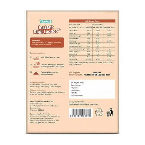 Timios Organic No Maida Gluten Free Laddoo Mix